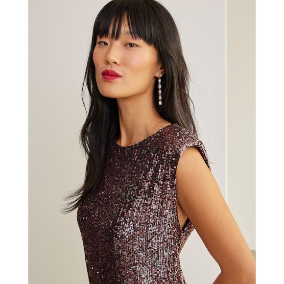 Sequin Shift Dress • New with Tags • Sz S • Black/Bronze • Reitmans • Holiday - Picture 7 of 11